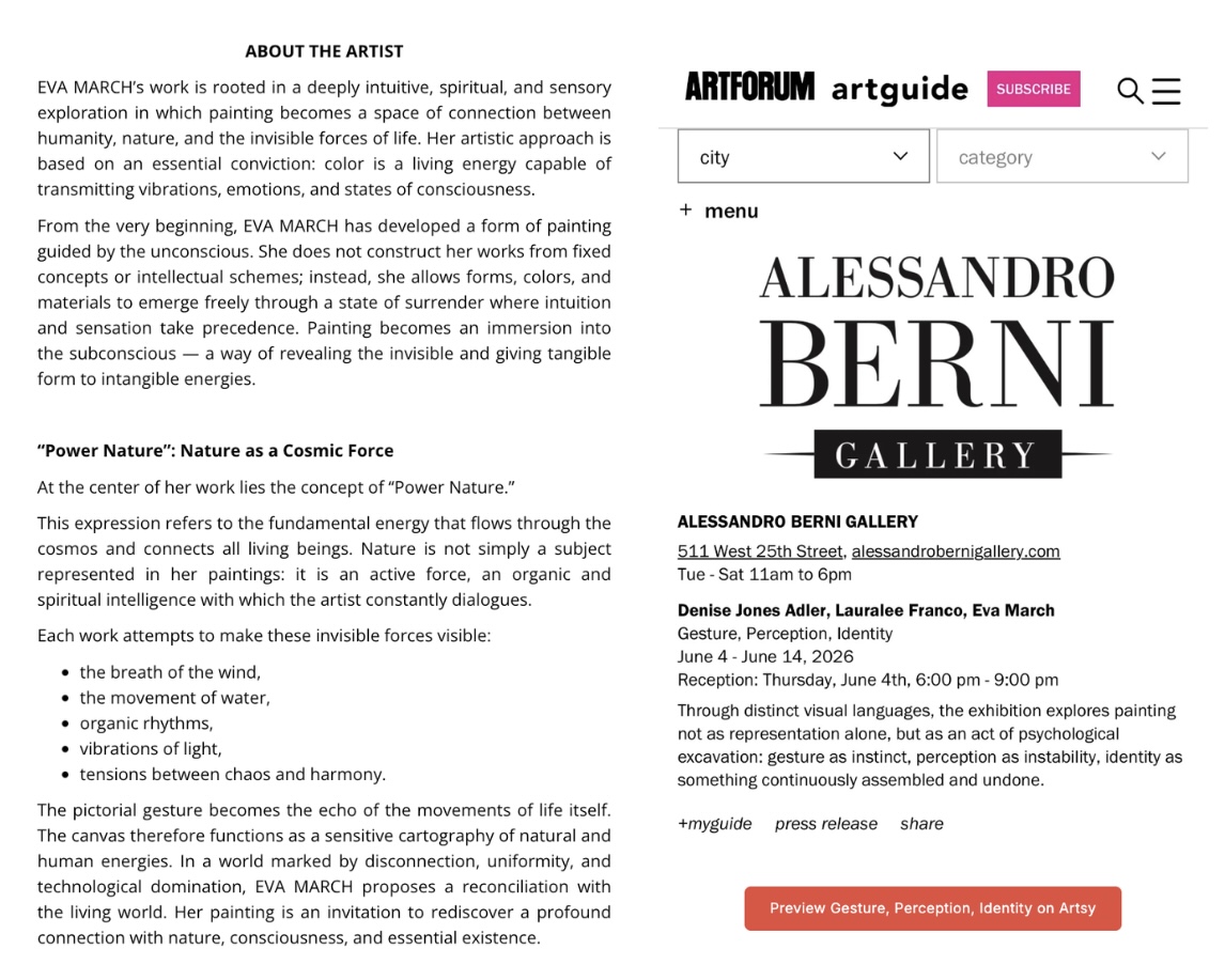 EVA MARCH - Gesture, Perception, Identity - Alessandro Berni Gallery, New York 2026