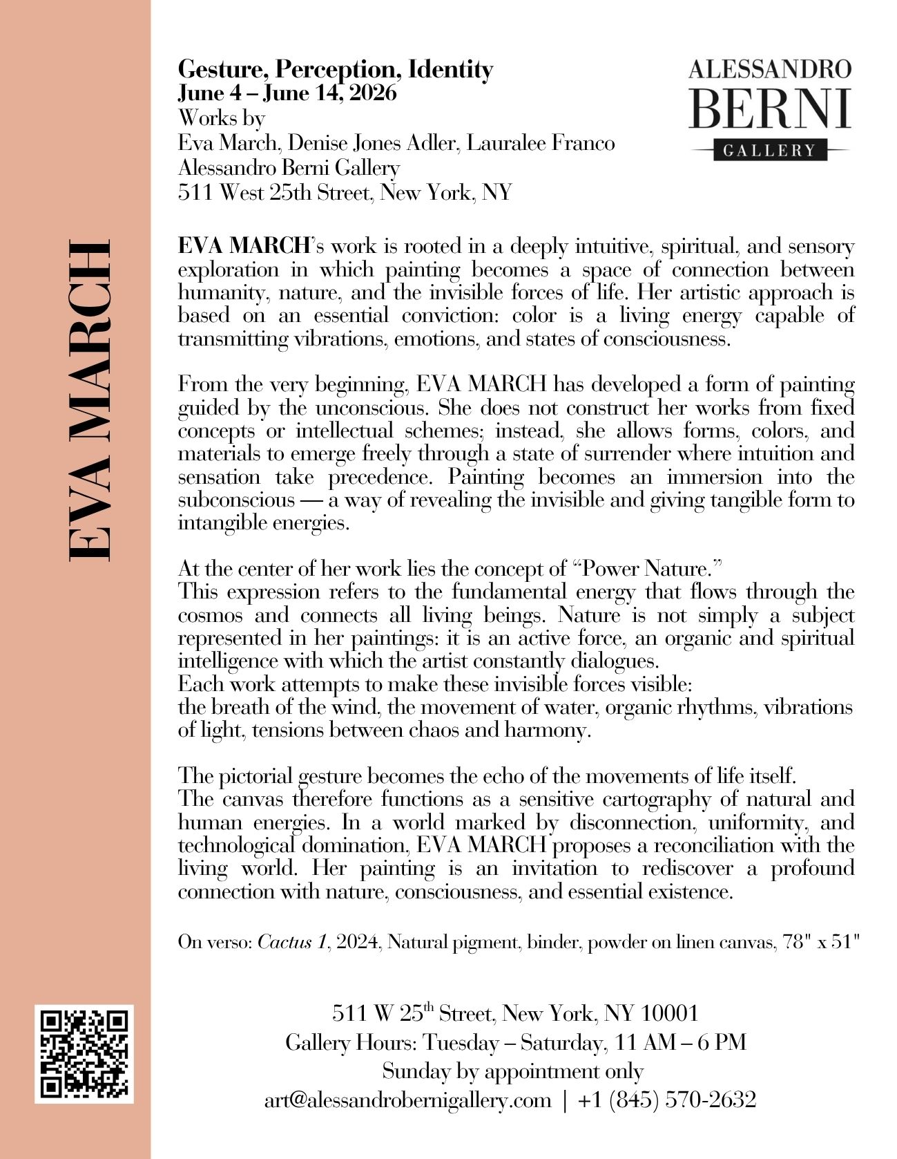 EVA MARCH - Gesture, Perception, Identity - Alessandro Berni Gallery, New York 2026