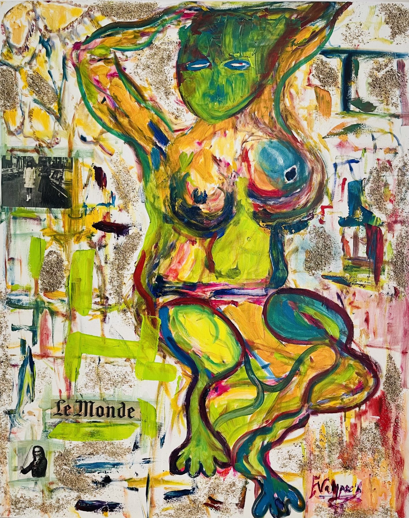 Eva March, La Transfiguration, 2006, Oil and sand on linen canvas, 100 x 81 cm.